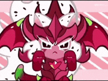 a cartoon of a dragon with wings and horns .