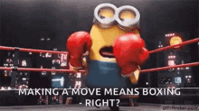 Boxing Minions GIF
