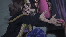 a close up of a cartoon character with a big smile on his face
