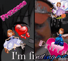 a picture of a princess and a picture of a man with the words " i 'm finding "