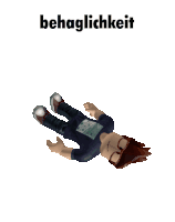 a roblox character wearing glasses and a shirt that says behaglichkeit on it