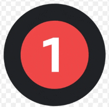a red circle with a white number one inside of it