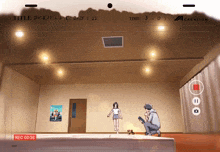 a video of a man and a girl is being recorded by a creation studio