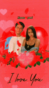 a poster that says i love you with a man and a woman in front of a heart