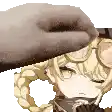 a person is petting a girl 's head with a cat .