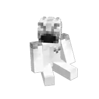 a white minecraft character with a black mask on its face