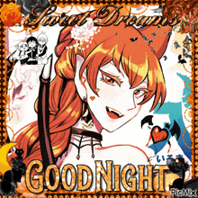 a picture of a girl with a cat ears and the words goodnight