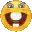 a pixel art of a smiley face with a big smile on its face .