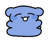 a cartoon drawing of a blue blob with its mouth open