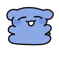 a cartoon drawing of a blue blob with its mouth open