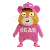 a stuffed animal bear wearing a pink shirt that says bear