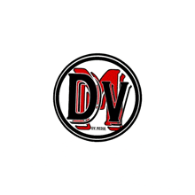 a logo for dv media shows the letter d in a circle