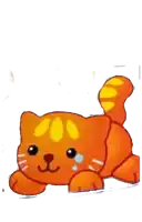 a cartoon orange cat with yellow stripes is laying down