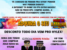 an advertisement for passe de batalha festa das cores shows two men