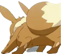 a cartoon rabbit with a white tail is laying down