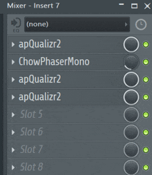 mixer - insert 7 shows a list of mixers including apqualizr2