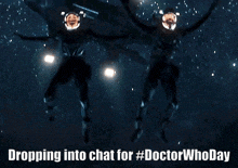 an underwater scene with the words dropping into chat for #doctorwhoday on the bottom