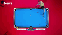 a pool table with the name echa sudharto on the top
