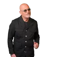 a man giving a thumbs up with the word good job behind him