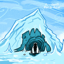 a drawing of a polar bear in front of an iceberg with the words prudent polar bear below it