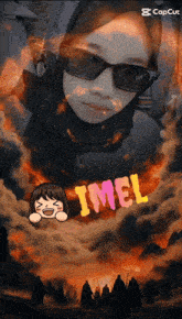 a picture of a girl with the name imel written on it