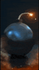 a sphere with a flame coming out of the center