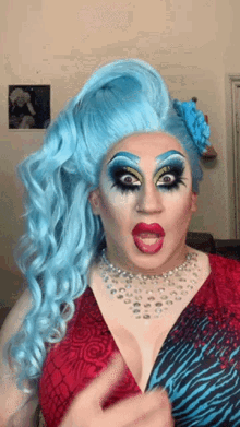 shocked wtf omg blue hair drag queen