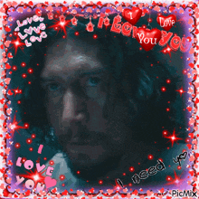 a picture of a man with hearts around him and the words love you