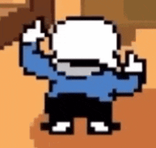 a pixel art of sans from undertale giving a thumbs up