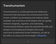a page that says transhumanism on the top