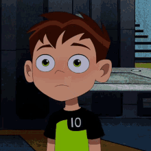 a cartoon character wearing a shirt that says 10