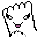 a pixel art of a girl 's face with a pink mouth