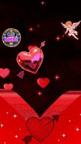 a poster that says starmaker with hearts and cupids