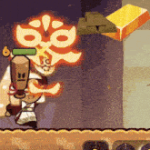 a cartoon character in a video game with the number 6 behind him