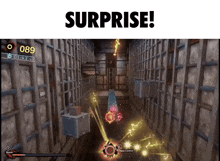 a screenshot of a video game with the words surprise on the bottom