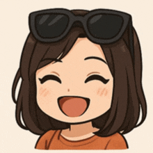 a cartoon of a girl wearing sunglasses and laughing