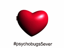 a woman taking a picture of a man in a heart shaped mirror with # psychobugs5ever written below it