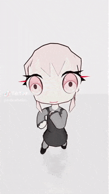 a drawing of a girl with pink hair and red eyebrows is on tiktok