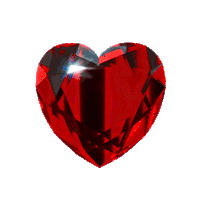 a red heart shaped diamond with a blue reflection