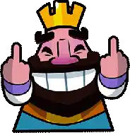 a cartoon king with a crown on his head is giving the middle finger .