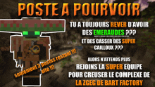 a poster that says poste a pourvoir in orange