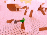 a person in a green hat is standing in front of a large tree in a video game .