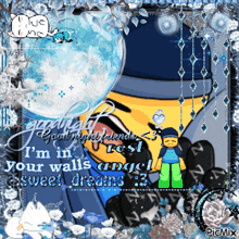 a picture of a cartoon character with the words goodnight good night friends rest your walls angel sweet dreams