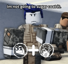 a roblox character is standing next to another roblox character .