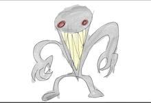 a drawing of a monster with a long mouth