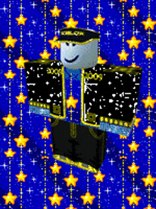 a roblox character is standing in front of a pattern of stars