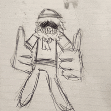 a drawing of a man giving a thumbs up sign