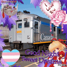 a picture of a train with the words " good night sweet dreams "