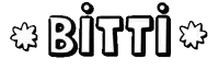 a black and white image of the word bitti