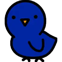 a blue bird with a red cape around its neck